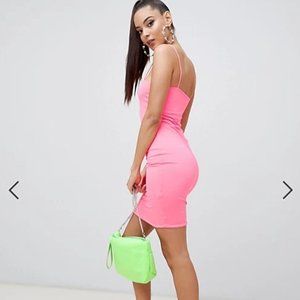 ASOS DESIGN mini neon slip dress